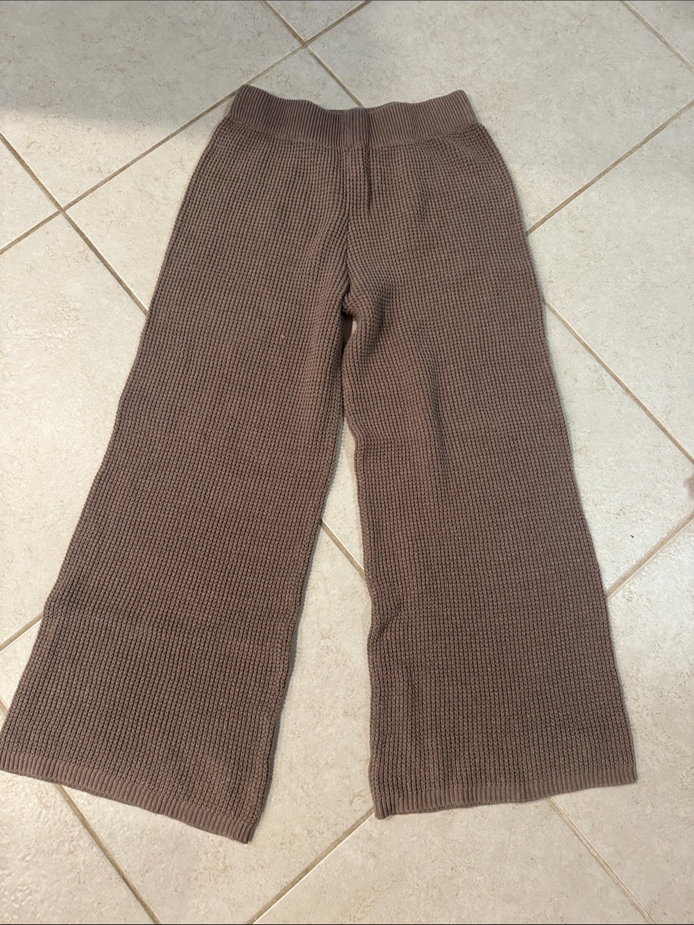 Vintage Havana Sweater Knit Wide-Leg Pants - Brown